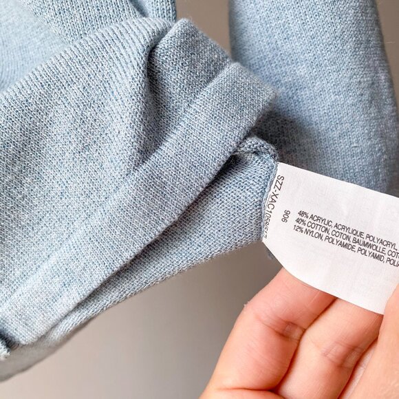 ❄️ Y2K Vintage Sky Blue Cropped Knit Preppy Minimalist Cardigan - Picture 5 of 7